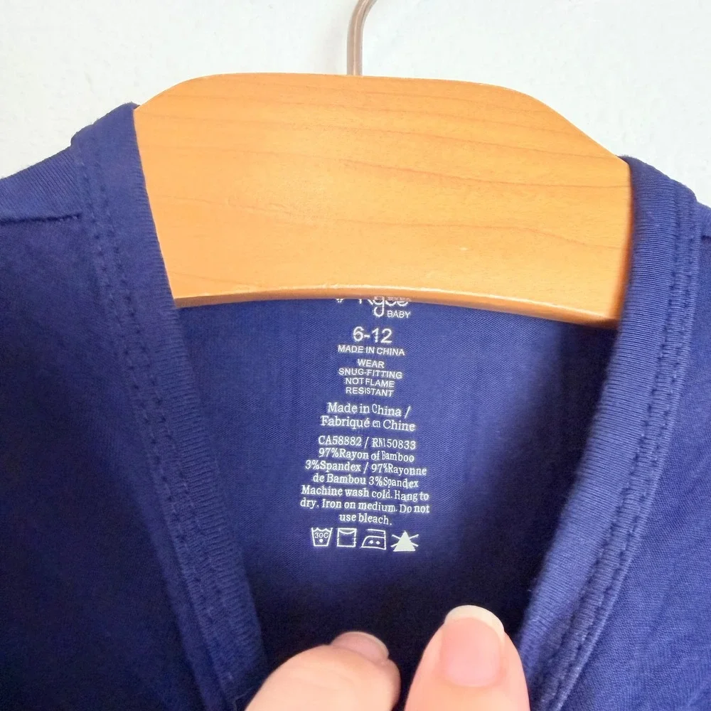Kyte Baby Bamboo Rayon Zippered Footie Navy Blue Solid 6-12 Months Sleeper
